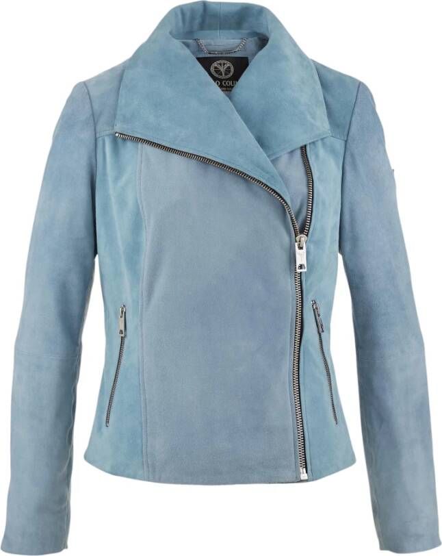 Carlo colucci Zachte velours lederen jas dal bella Blauw Dames