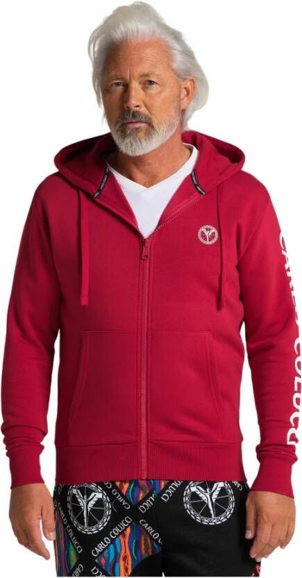 Carlo colucci Unieke Zip-through Sweatshirt voor Heren Red Heren