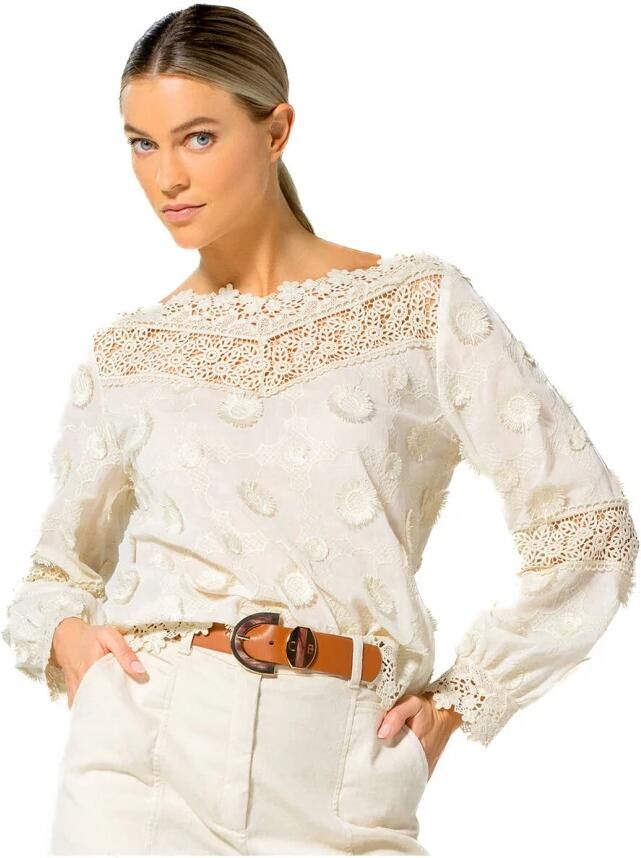 Caroline Biss Korte Mouw Blouse Top Beige Dames - Foto 5
