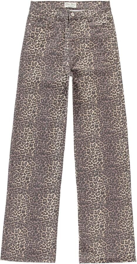 Cars high waist straight leg jeans met dierenprint bruin zwart