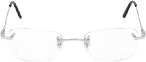 Cartier Elegante Rechthoekige Bril met C Décor Gray Unisex