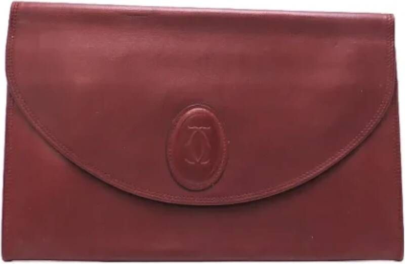 Cartier Vintage Pre-owned Leather clutches Bruin Dames
