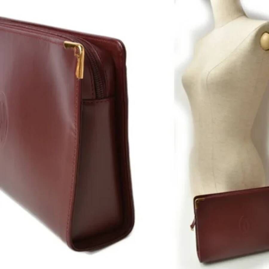 Cartier Vintage Pre-owned Leather clutches Bruin Dames