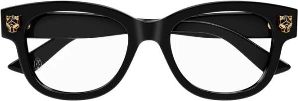 Cartier Vrouwen vierkante acetaat brilmontuur met Panthère hoofd Black Dames