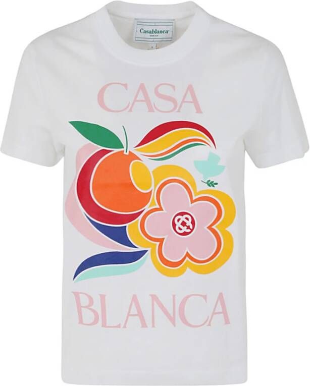 Casablanca Bloemenkracht Bedrukt T-Shirt White Dames