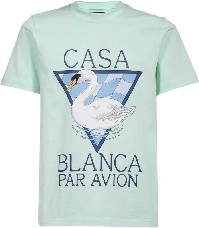 Casablanca Groene Aion T-shirt met bedrukt logo Green Heren