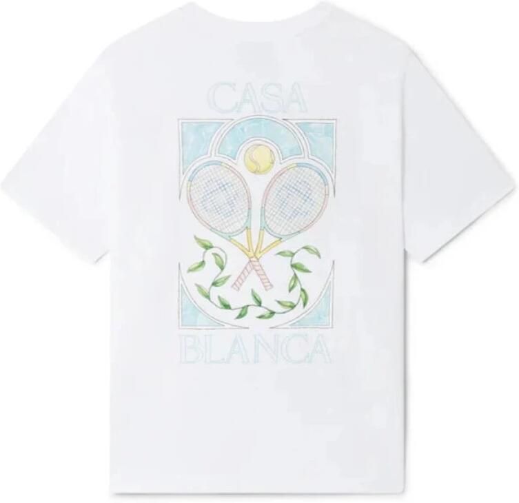 Casablanca Wit Logo Print Crewneck T-shirts White Heren