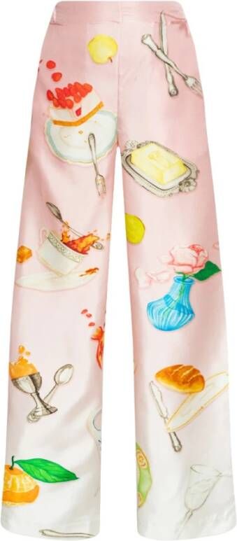 Casablanca Gedrukte zijden broek Roze Dames