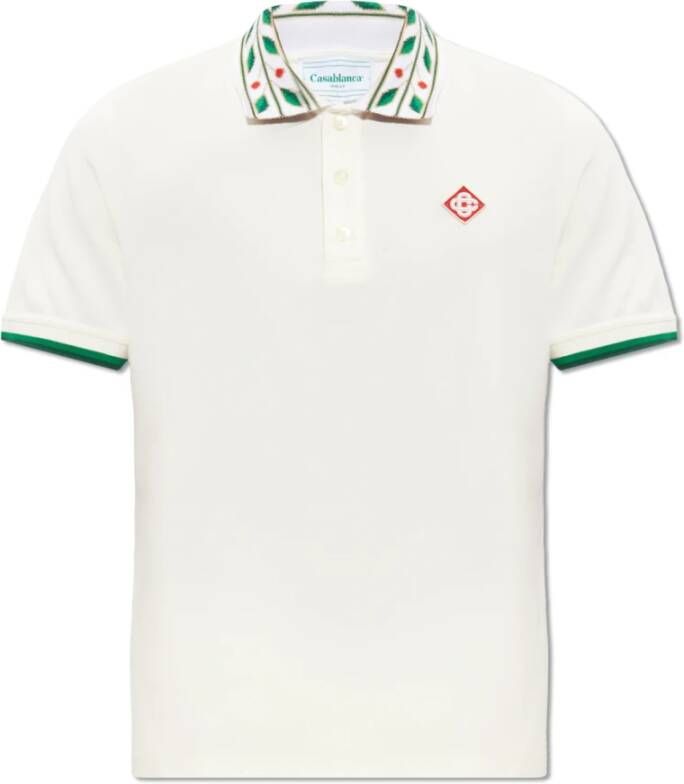 Casablanca Ivory Piquet Polo Shirt White Heren