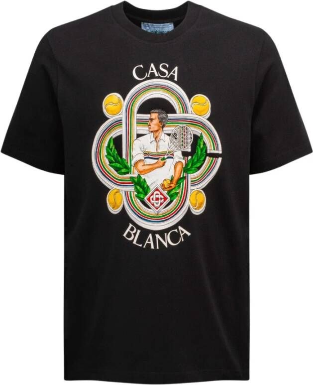 Casablanca Le Joueur Bedrukt T-Shirt Zwart Heren
