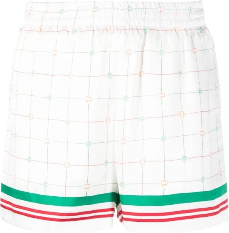 Casablanca Luxe Zijden Bedrukte Shorts White Dames