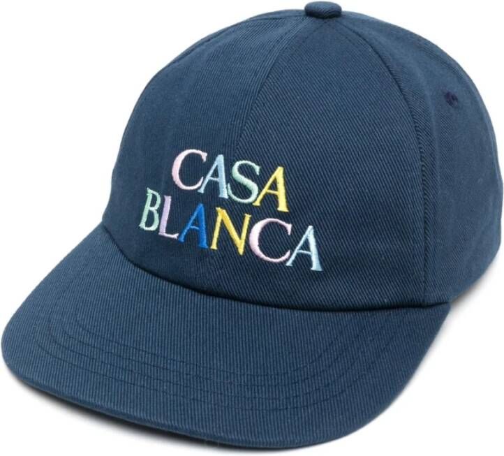 Casablanca Navy Katoenen Logo Baseball Cap Blauw