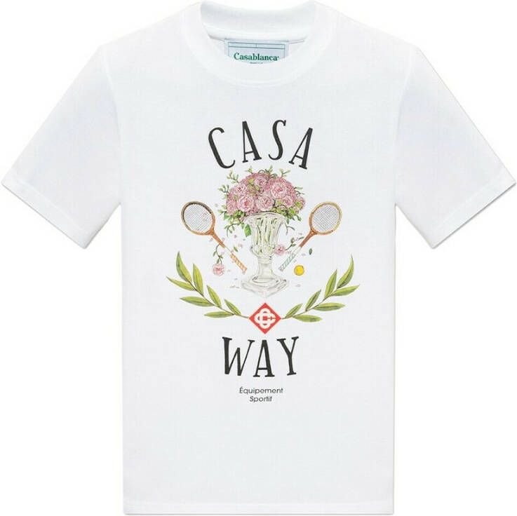 Casablanca Bedrukt Logo T-Shirt Wit White Heren