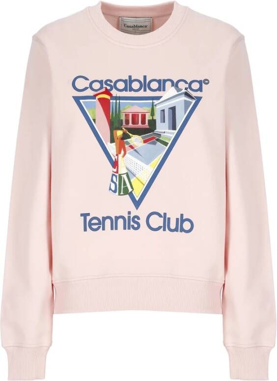 Casablanca Roze Katoenen Sweatshirt met Contrasterende Print Roze Dames