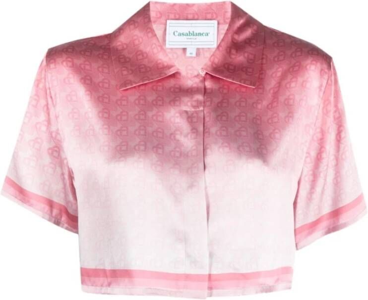 Casablanca Roze Logo Zijden Shirt Roze Dames