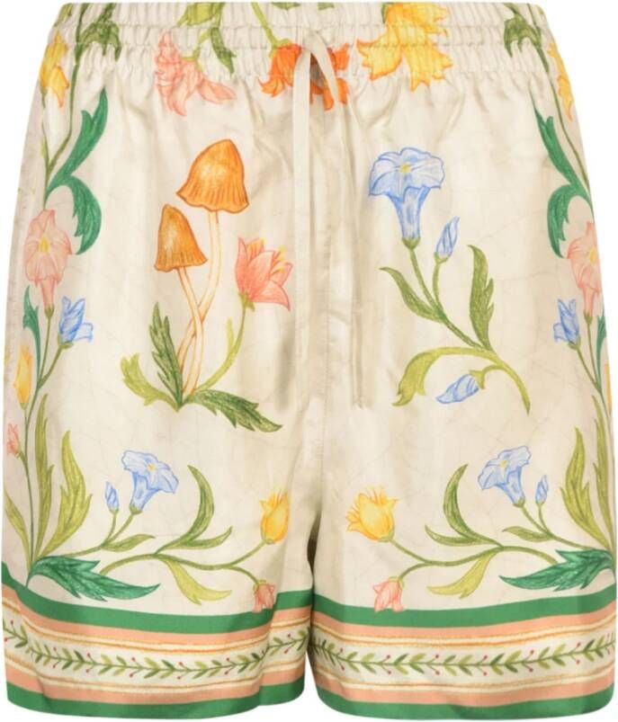 Casablanca Witte Bloemen Zijden Shorts Vrouwen Multicolor Dames