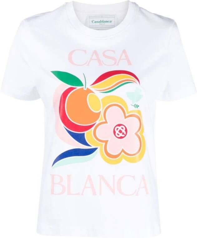 Casablanca Klassieke Crewneck T-shirts en Polos White Dames