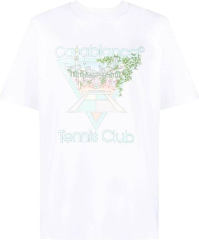 Casablanca `Tennis Club Pastelle` Bedrukt T-shirt White Heren