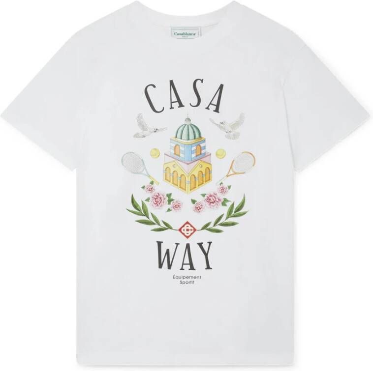 Casablanca Witte Casa Way Katoenen T-shirt met Logo Print White Dames
