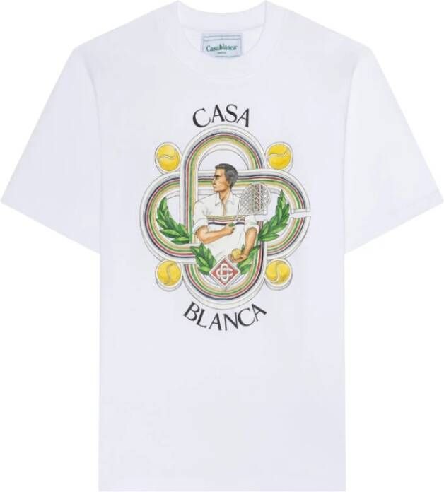 Casablanca Witte LE Joueur Bedrukt T-Shirt White Heren