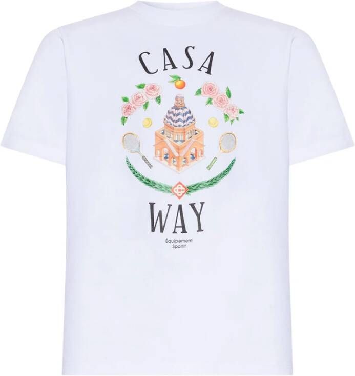 Casablanca Bedrukt Logo Katoenen T-Shirt Wit White Heren