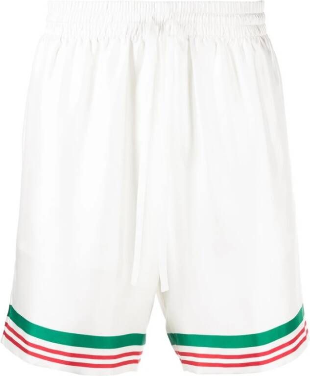 Casablanca Tennis Stripe Silk Shorts Wit Heren