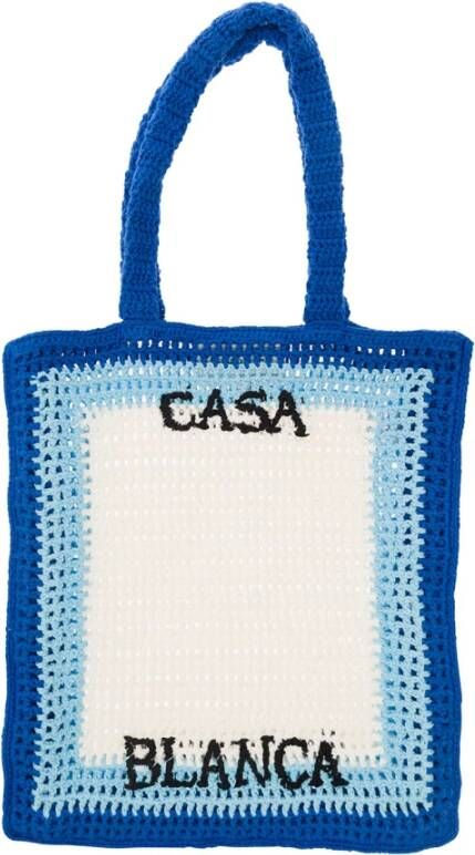 Casablanca Blauwe Logo Gehaakte Tote Tas Blauw