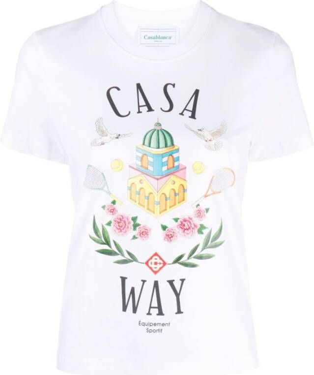 Casablanca Casa Way Wit T-shirt met Logo Print White Dames