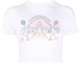 Casablanca Witte T-shirts en Polos met Rainbow Crayon Temple Print Wit Dames