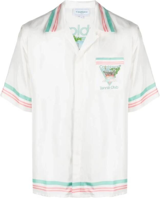 Casablanca Zijden Cubaanse Kraag Shirt Wit Heren
