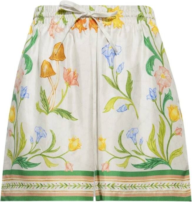 Casablanca Zijden shorts met bloemenmotief Wit Dames