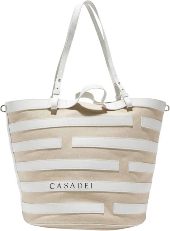 Casadei Ecru Canvas Schoudertas Beige Dames