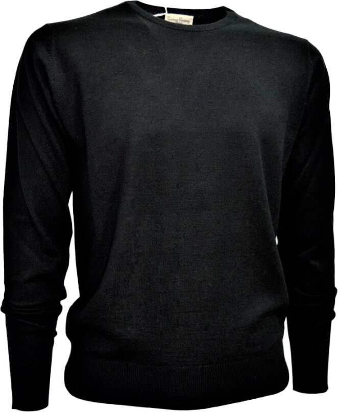 Cashmere Company Mannen Creweck Sweater Wol en zijde Zwart Heren