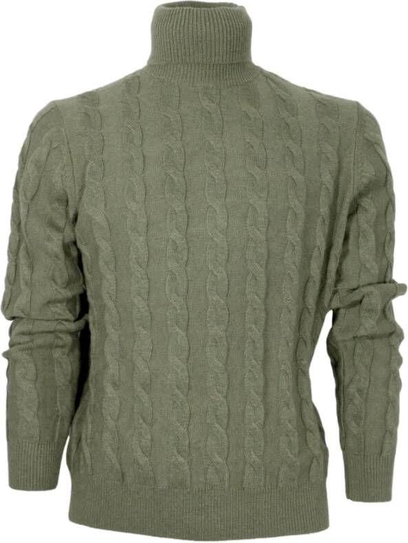 Cashmere Company Slim Fit Kasjmier en Wol Heren Turtleneck Trui in Groen Heren