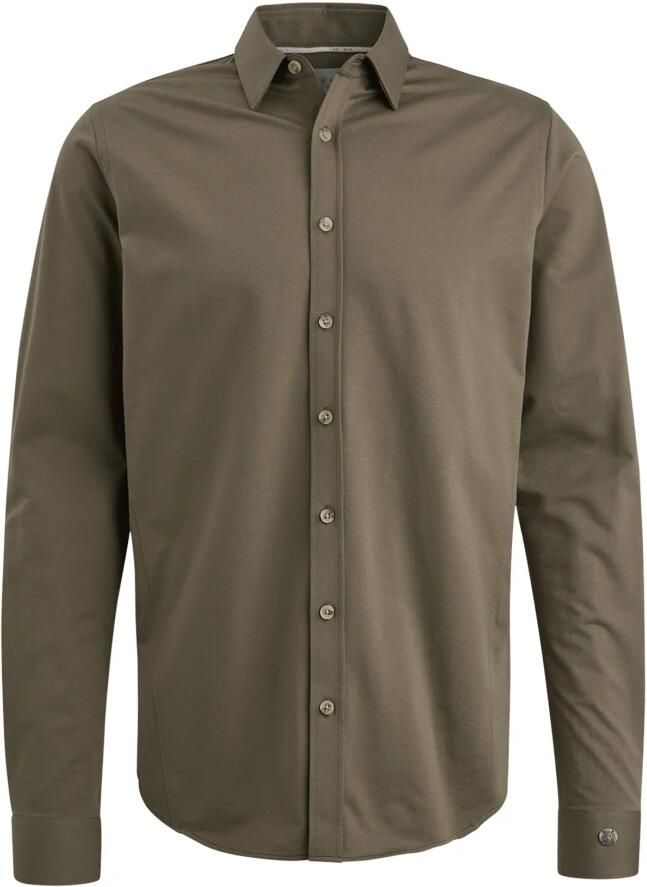 CAST IRON Heren Overhemden Long Sleeve Shirt Twill Jersey 2 Tone Bruin - Foto 3