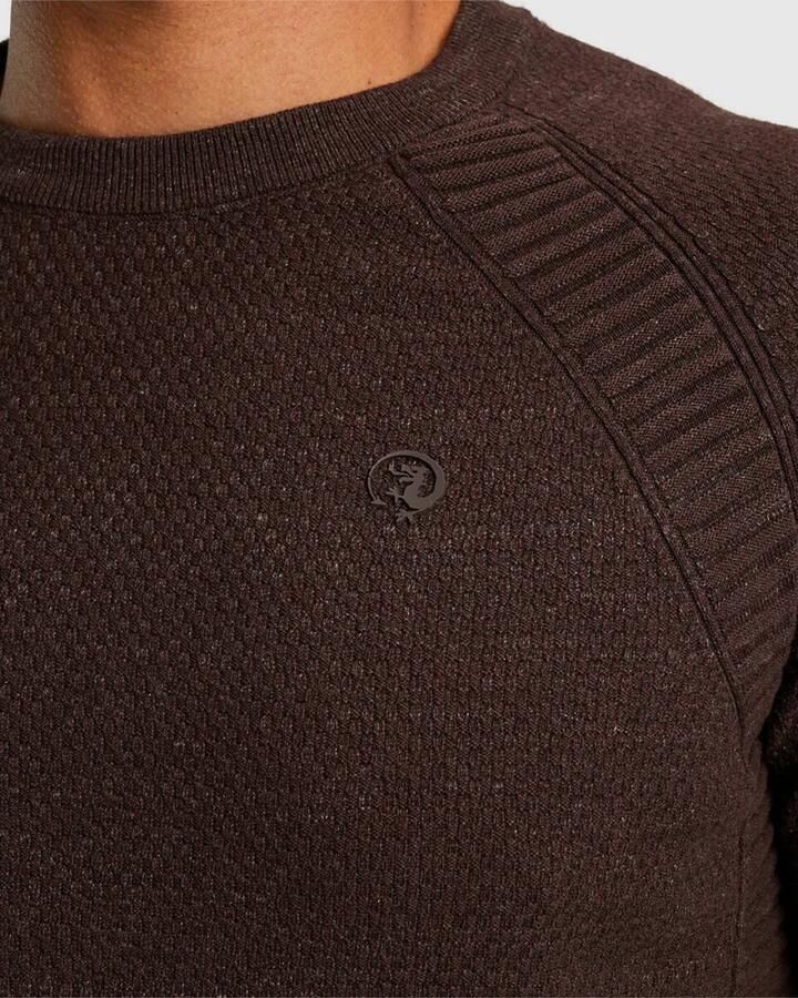 Cast Iron Heather Plated Gebreide Trui Brown Heren - Foto 2