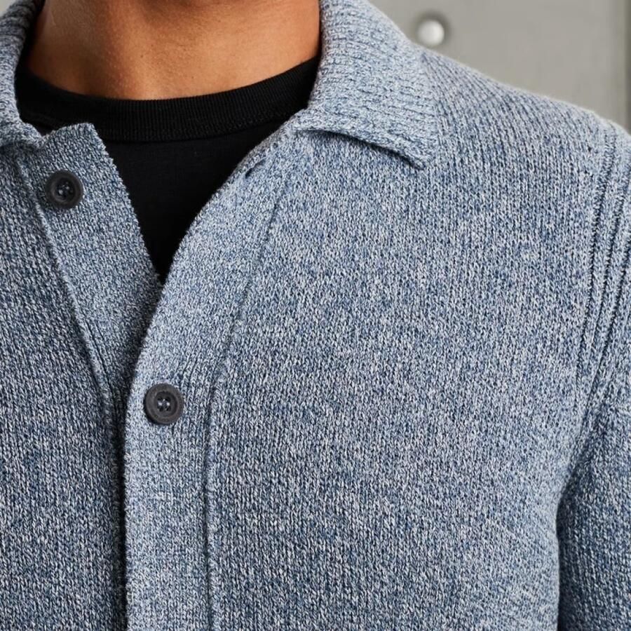 Cast Iron gebreid vest blauw grof gebreid - Foto 3