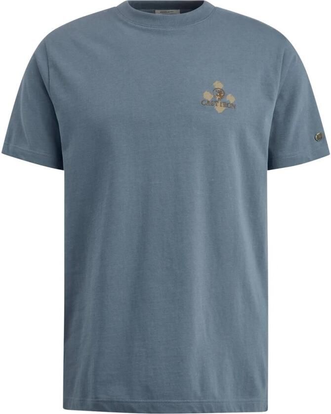 CAST IRON Heren Polo's & T-shirts Short Sleeve R-neck Regular Fit Cotton Blauw