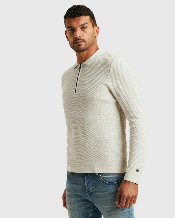 CAST IRON Heren Polo's & T-shirts Long Sleeve Polo Cotton Modal Beige - Foto 6