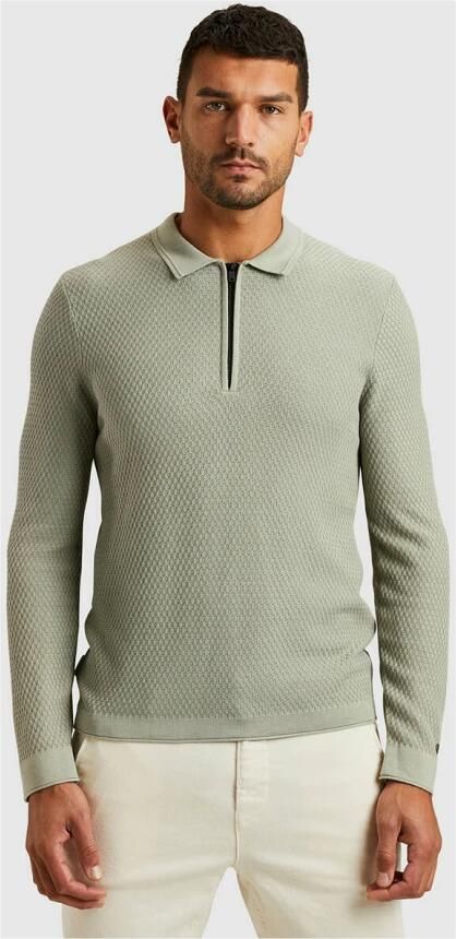 Cast Iron Sweater Long Sleeve Half Zip Poloshirt Structuur Lichtgroen - Foto 12