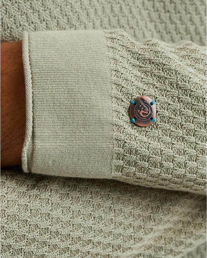 Cast Iron Sweater Long Sleeve Half Zip Poloshirt Structuur Lichtgroen - Foto 8