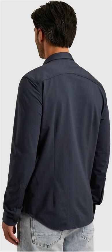 CAST IRON Heren Overhemden Long Sleeve Shirt Twill Jersey 2 Tone Donkerblauw - Foto 10