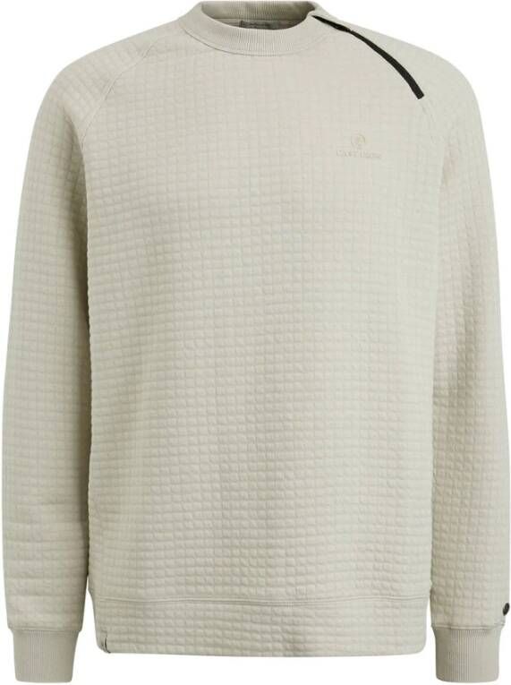 Cast Iron Jacquard Waffle Pullover Beige Heren