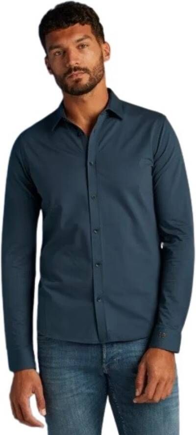 Cast Iron Overhemd- CI L S Shirt Twill Jersey 2 Tone Blauw Heren