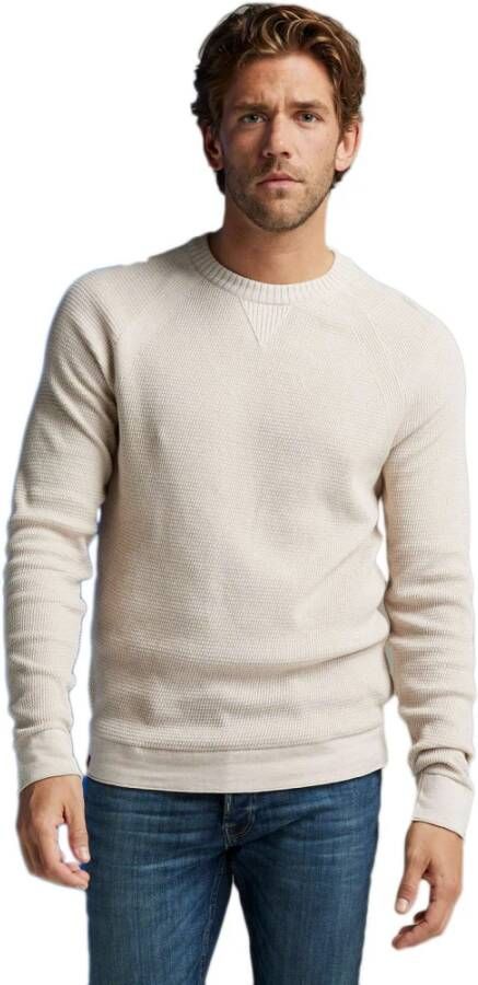Cast Iron R-neck cotton sweater Beige Heren