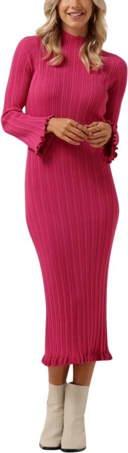 Catwalk Junkie x Yara Michels gebreide jurk LOVE YOURSELF met ruches roze - Foto 4