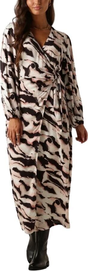 Catwalk Junkie wikkeljurk Yala met all over print beige zwart - Foto 7