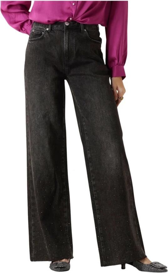 CATWALK JUNKIE Dames Jeans Loose Fit Jeans With Metallic Strass Zwart - Foto 5
