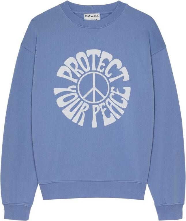 Catwalk Junkie Organische Peace Sweatshirt Blue Dames
