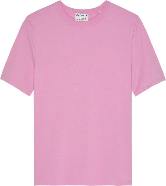 Catwalk Junkie Klassiek Roze T-Shirt met Dubbele Stiksels Pink Dames